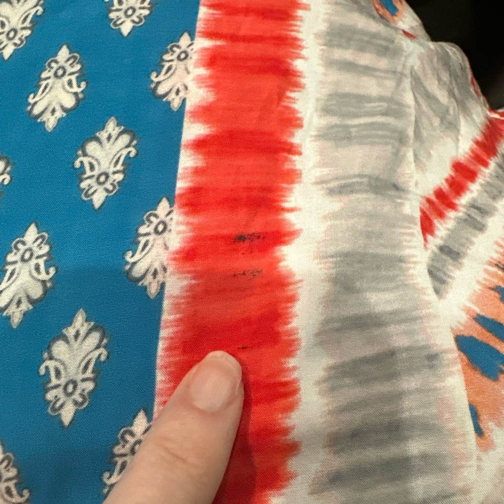 Tolani Tie Dye Top Large Tie Waist Red White Blue - Picture 7 of 8